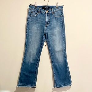 J Brand cropped straight leg frayed hem jeans